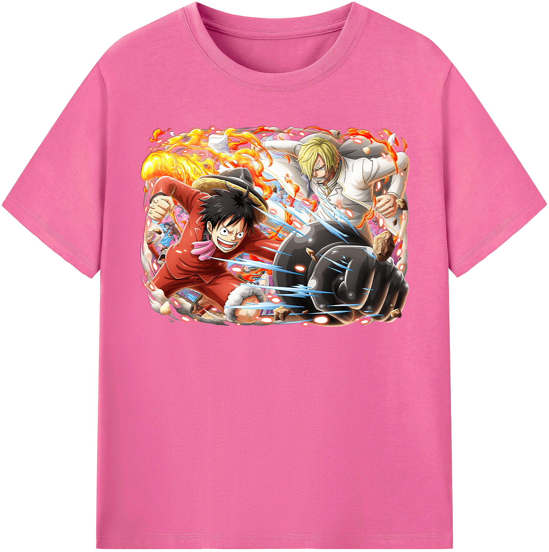 ワンピース モンキー・D・ルフィ ONE PIECE Monkey D. Luffy レディースカジュアルプリントTシャツ（綿100％）